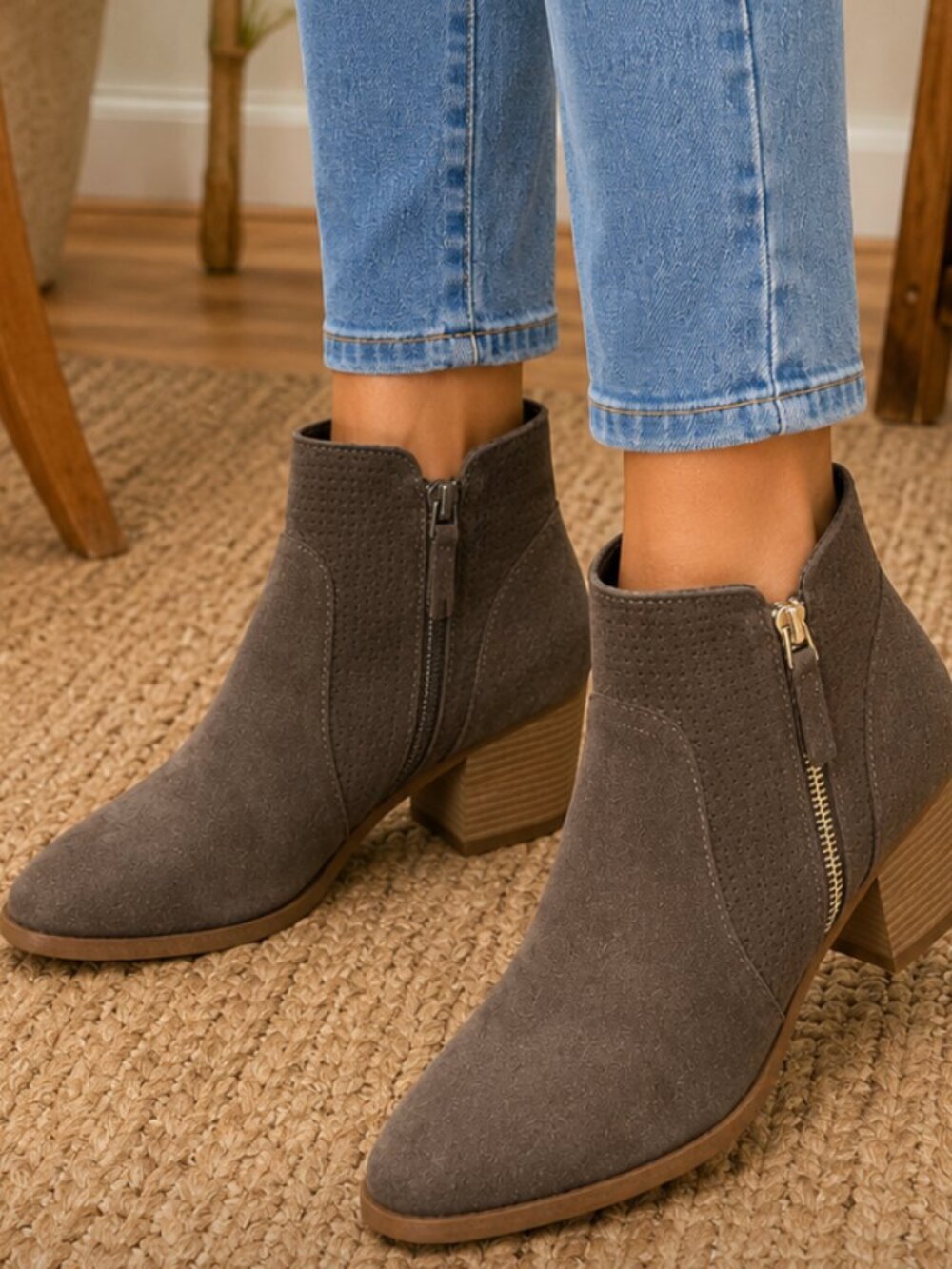 Suede Casual Ankle Boots + Size 7